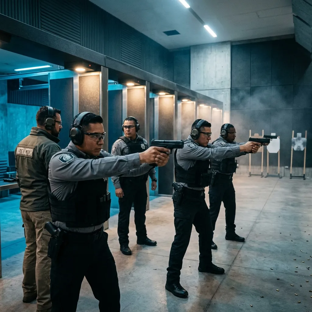 Capacitación avanzada de tiro táctico en polígono profesional para personal de seguridad