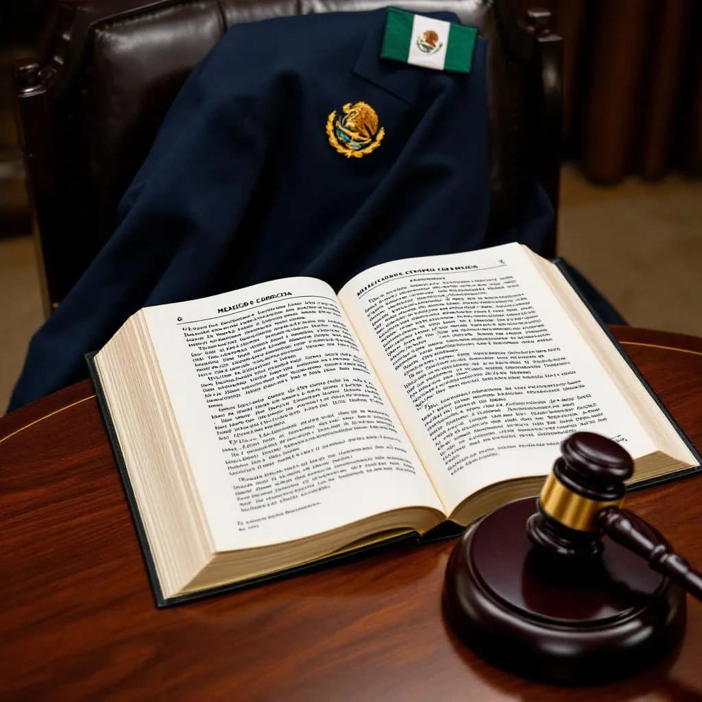 Documento legal de la Ley Federal de Seguridad Privada junto a elementos de seguridad profesional en México