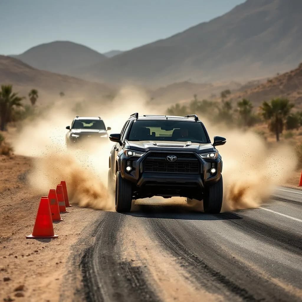 Vehículo ejecutando una maniobra evasiva de alta velocidad durante un entrenamiento de conducción táctica en México